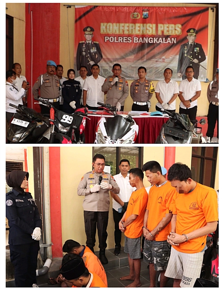 Polres Bangkalan Amankan 3 Tersangka Spesialis Curanmor yang Beraksi di 14 TKP