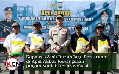 Kapolres Jember Ajak Buruh Jaga Persatuan di Apel Akbar Kebangsaan: “Jangan Mudah Terprovokasi