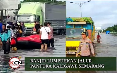 BANJIR LUMPUHKAN JALUR PANTURA KALIGAWE SEMARANG, ARAH DEMAK TERGENANG HINGGA 70 CM