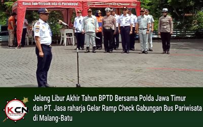Jelang Libur Akhir Tahun, BPTD Bersama Polda Jawa Timur  dan Instansi Terkait Gelar Ramp Check Gabungan Bus Pariwisata di Batu dan Malang