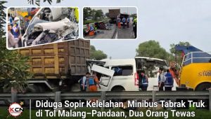 Diduga Sopir Kelelahan, Minibus Tabrak Truk di Tol Malang–Pandaan, Dua Orang Tewas