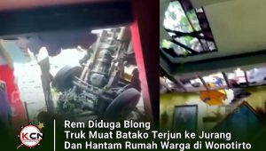 Rem Diduga Blong, Truk Muat Batako Terjun ke Jurang dan Hantam Rumah Warga di Wonotirto