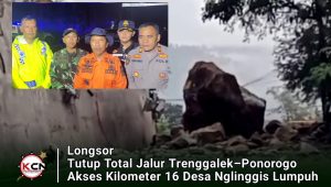 Longsor Tutup Total Jalur Trenggalek–Ponorogo, Akses Kilometer 16 Desa Nglinggis Lumpuh