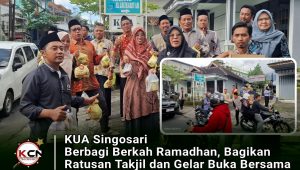 KUA Singosari Berbagi Berkah Ramadhan, Bagikan Ratusan Takjil dan Gelar Buka Bersama